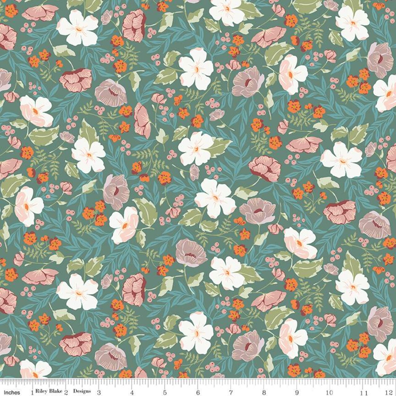 Fabric Riley Blake Teal Boho Blooms Winged Medley by the Quarter Yard C15912-TEAL